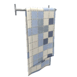 Narrow Wall Hanging Towel Rack - Blue Squares Short