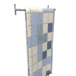 Narrow Wall Hanging Towel Rack - Blue Squares Long