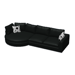 Round Chaise Sectional Sofa - Black