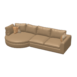Round Chaise Sectional Sofa - Tan