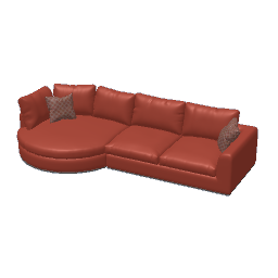 Round Chaise Sectional Sofa - Red