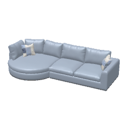 Round Chaise Sectional Sofa - Blue