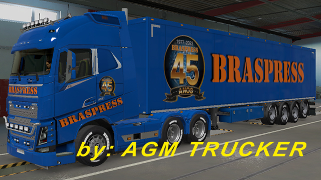 SKIN TRUCK VOLVO FH E REBOQUE (BRASPRESS) - CANAL AGM TRUCKER