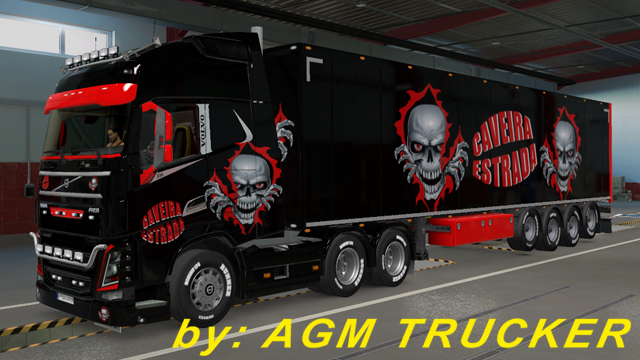 SKIN TRUCK VOLVO FH E REBOQUE (CAVEIRA DA ESTRADA) - CANAL AGM TRUCKER