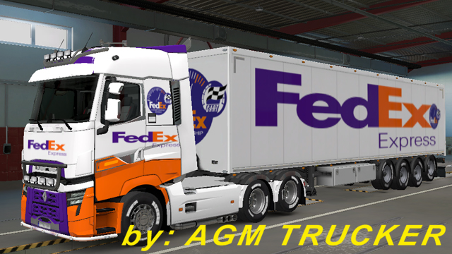 SKIN TRUCK RENAULT T , REBOQUE (FEDEX) - CANAL AGM TRUCKER