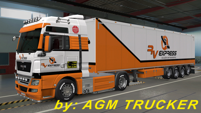 SKIN TRUCK  MAN TGX E REBOQUE (RV EXPRESS) - CANAL AGM TRUCKER
