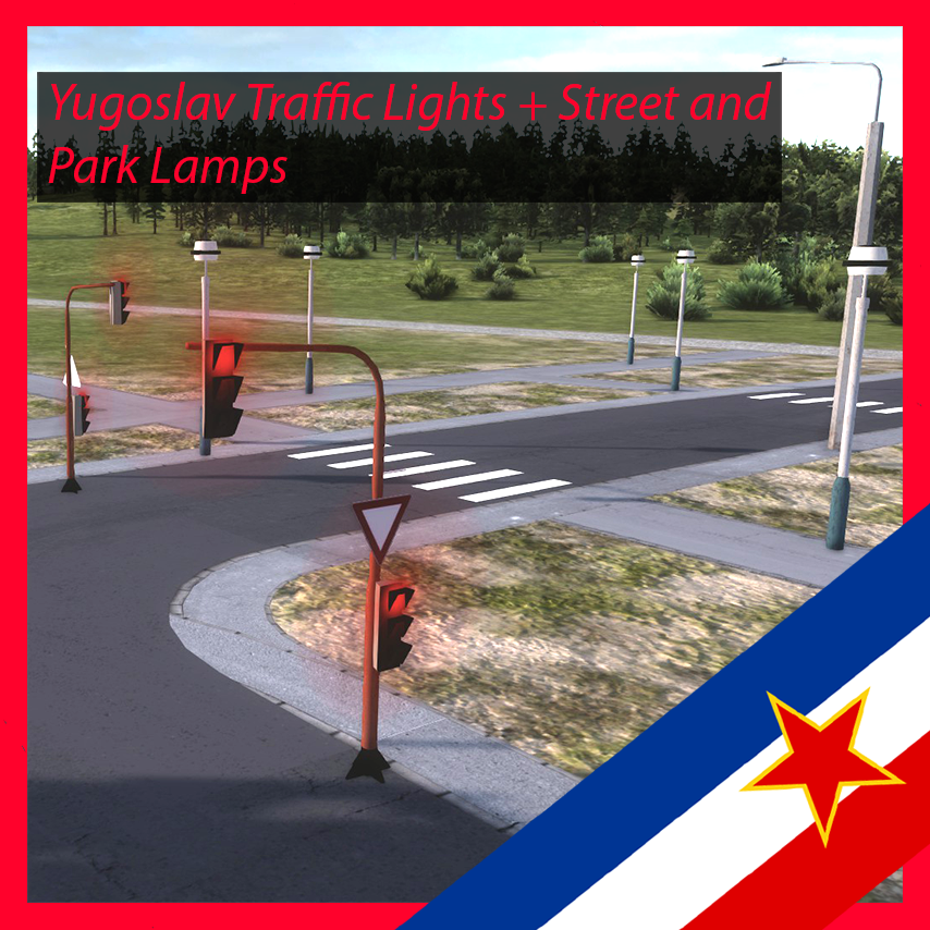 Yugoslav Traffic Light + Street and Park Lamp