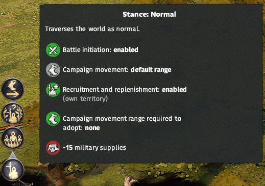 Supply cost on army stances