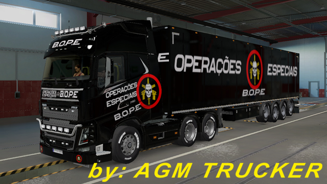 SKIN TRUCK VOLVO FH E REBOQUE (OPERAÇOES ESPECIAIS BOPE) - CANAL AGM TRUCKER
