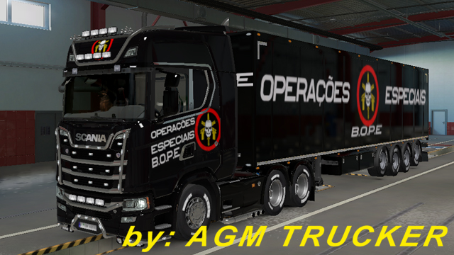 SKIN TRUCK SCANIA S E 8X4 E REBOQUE (OPERAÇOES ESPECIAIS BOPE) - CANAL AGM TRUCKER