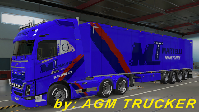 SKIN TRUCK VOLVO FH E REBOQUE (MARTELLI TRANSPORTES) - CANAL AGM TRUCKER