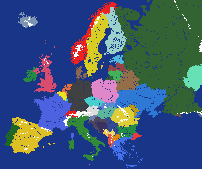 Advanced Modern Day Europe but only parts of countries in europe