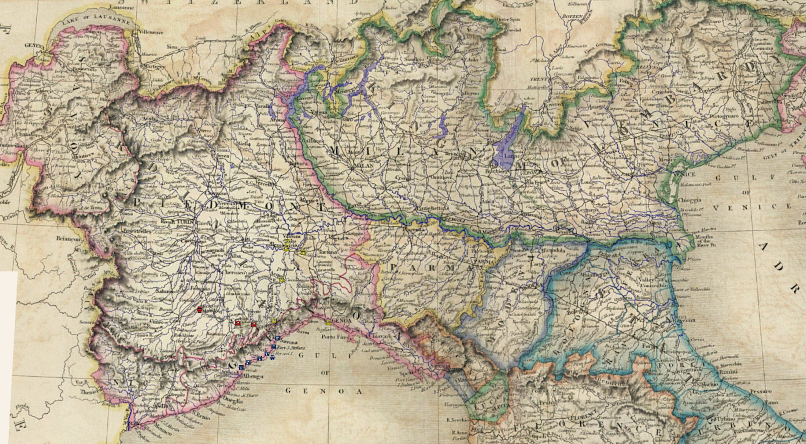 North Italy Map - Napoleonic
