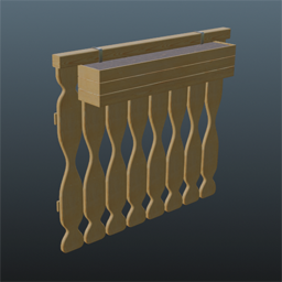 Light Wooden Railing 1m with Planter