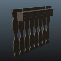 Dark Wooden Railing 1m with Planter