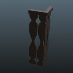 Dark Wooden Railing 25cm Corner