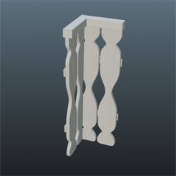 White Wooden Railing 25cm Corner 2