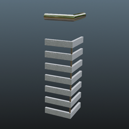 White Wooden Railing Chrom 25cm Corner