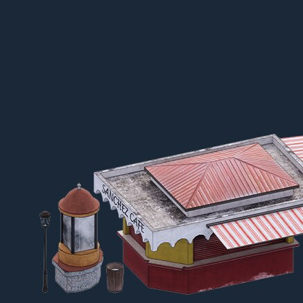 Plaza Props - stall, kiosk, bin, lamp