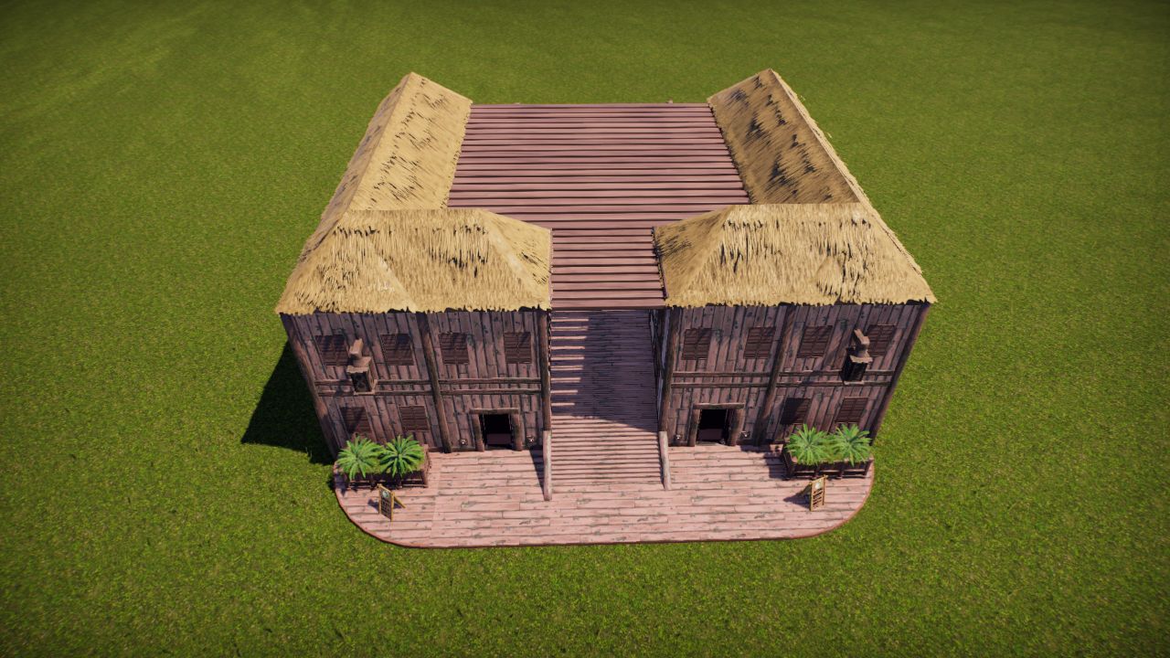 Large tropical coffee shop. / Cafetería tropical grande.