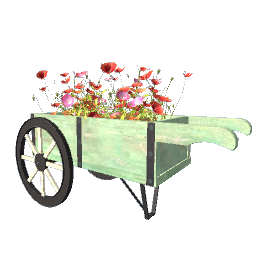 Flower Wagon Cart - Green Vintage