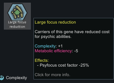 VPE psycastfocus cost genes