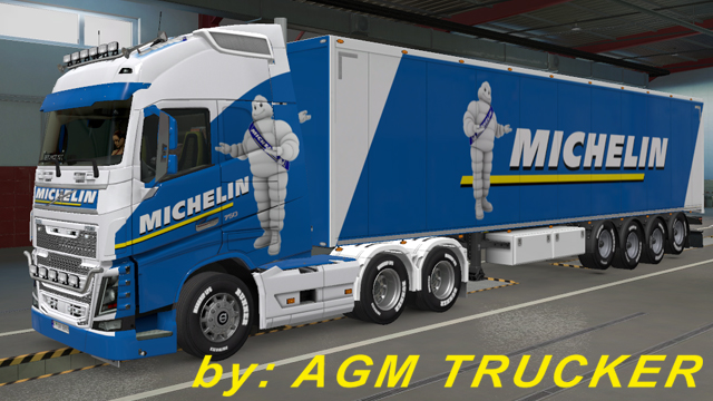 SKIN TRUCK VOLVO FH E REBOQUE (MICHELIN) - CANAL AGM TRUCKER