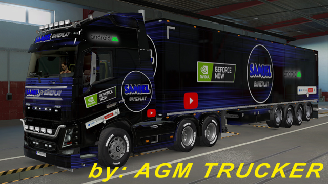 SKIN TRUCK VOLVO FH E REBOQUE (CANAL SAMUEL GAMEPLAY TMJ)- CANAL AGM TRUCKER