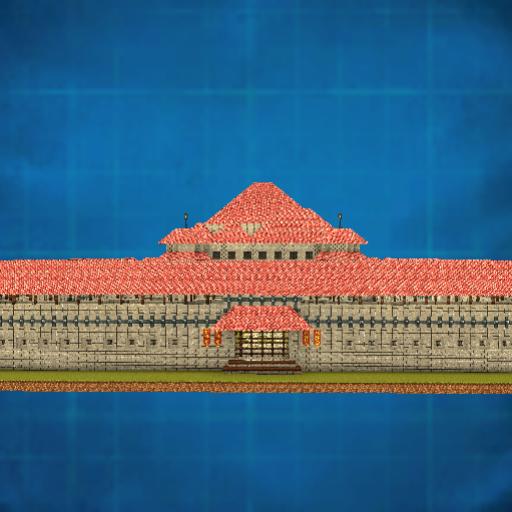 Castle with new walls and fountain
