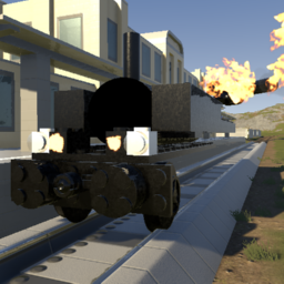 Early Zombie Railroad Armored Locomotive - Flamethrower