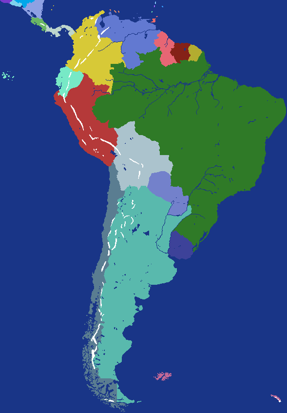 South America with Modern Borders