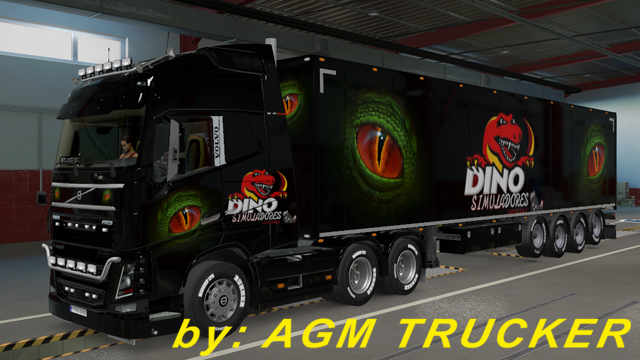 SKIN TRUCK VOLVO FH E REBOQUE (DINO SIMULADORES) - CANAL AGM TRUCKER