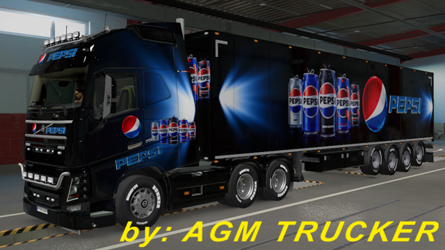 SKIN TRUCK VOLVO FH E REBOQUE (PEPSI) - CANAL AGM TRUCKER