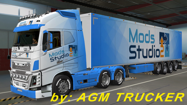 SKIN TRUCK VOLVO FH E REBOQUE (MODS STUDIO) - CANAL AGM TRUCKER
