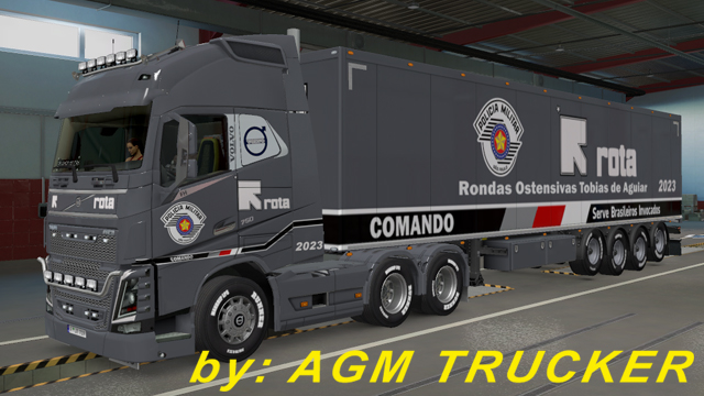 SKIN TRUCK VOLVO FH E REBOQUE (R ROTA) - CANAL AGM TRUCKER