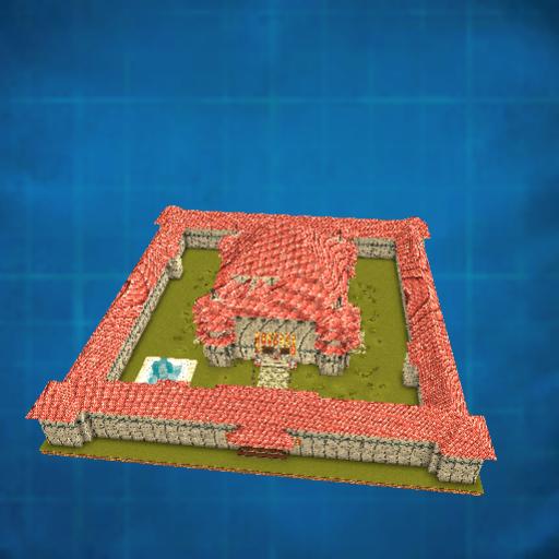 Castle with new walls and fountain