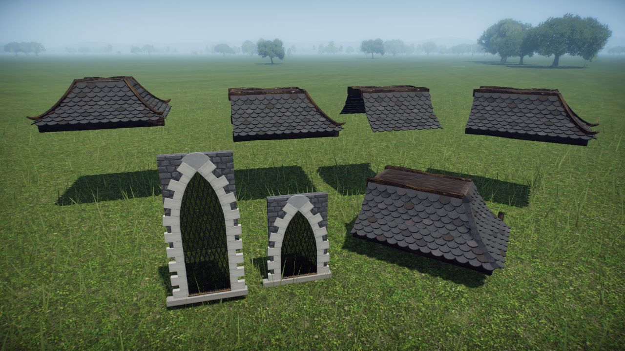 gothic roofs and windows set