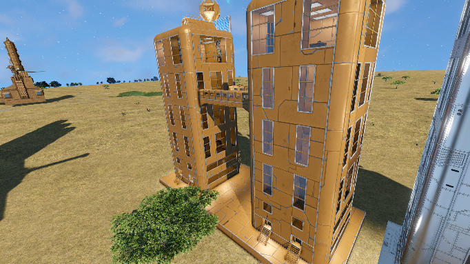 Orrange Tan Twin Office Tower's 1-1-1