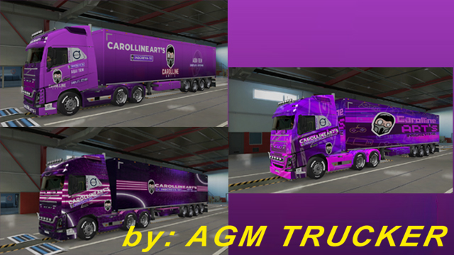 SKIN TRUCK VOLVO FH E REBOQUE (CAROLLINE ART`S) - CANAL AGM TRUCKER