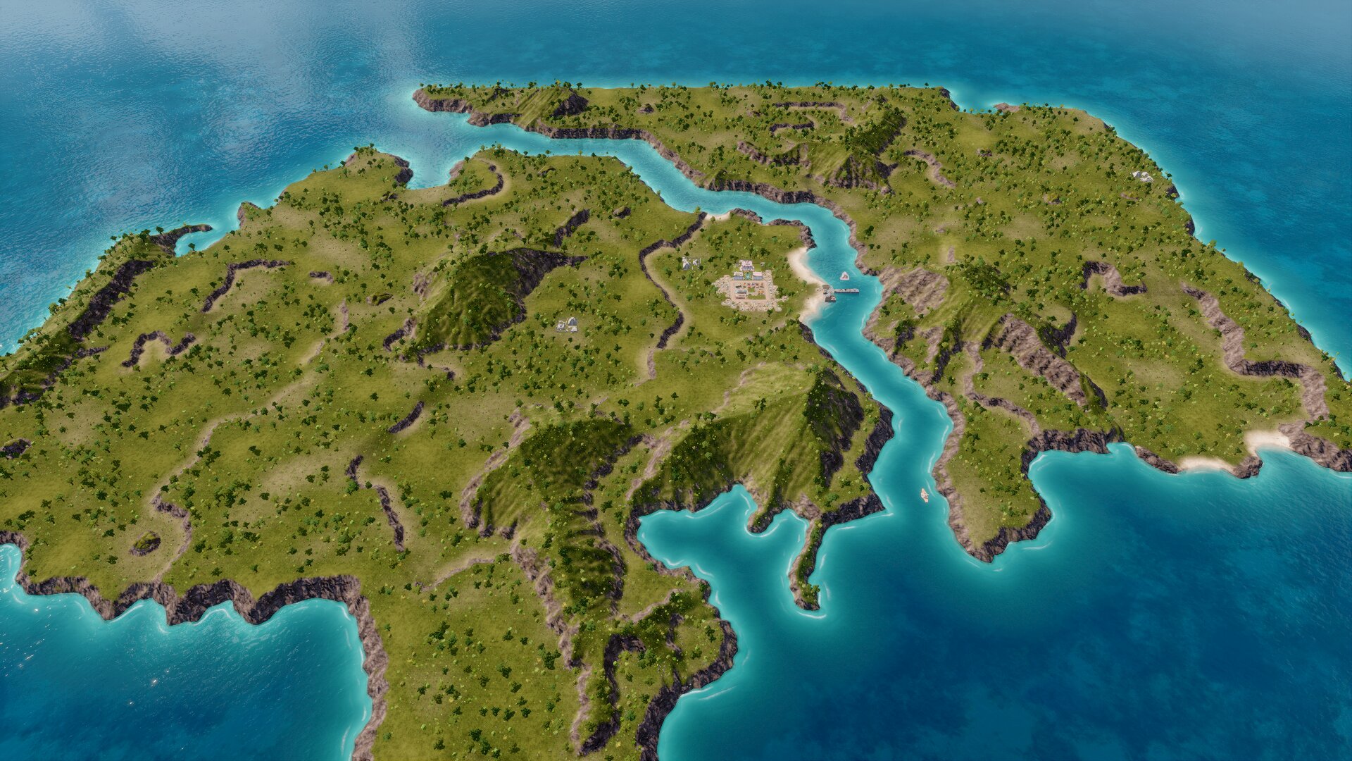 Fantastic two island map with river crossing