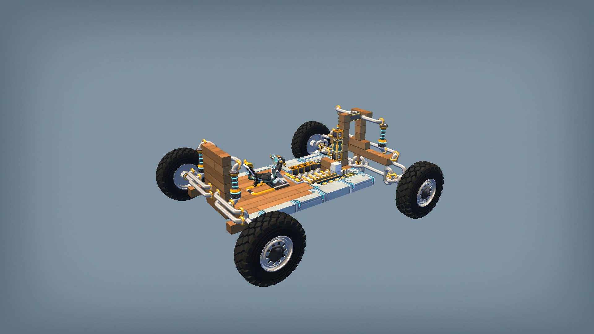 piston car with double wishbone suspension