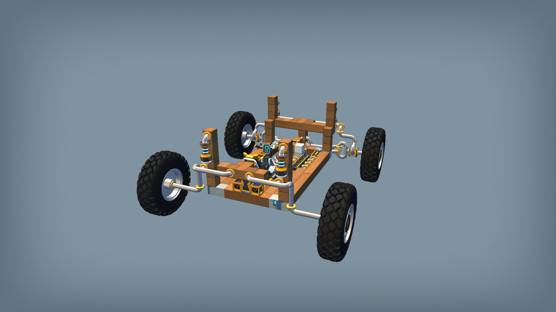piston car with wishbone suspension minimalism