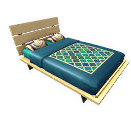 TS4 Double bed - green, light wood