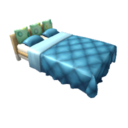 TS4 Double bed - blue and green, light frame