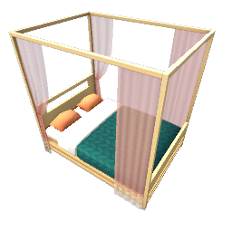 TS4 Double bed - green, light wood