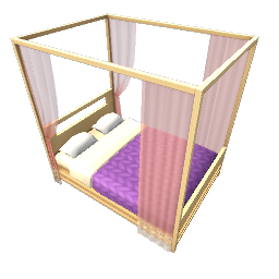 TS4 Double bed - purple, light wood