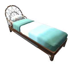 TS4 Wicker single bed - blue