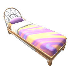TS4 Wicker single bed - yellow and pink