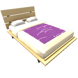 TS4 Double bed - purple, light wood