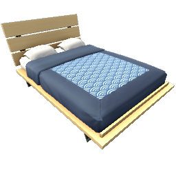 TS4 Double bed - blue, light wood